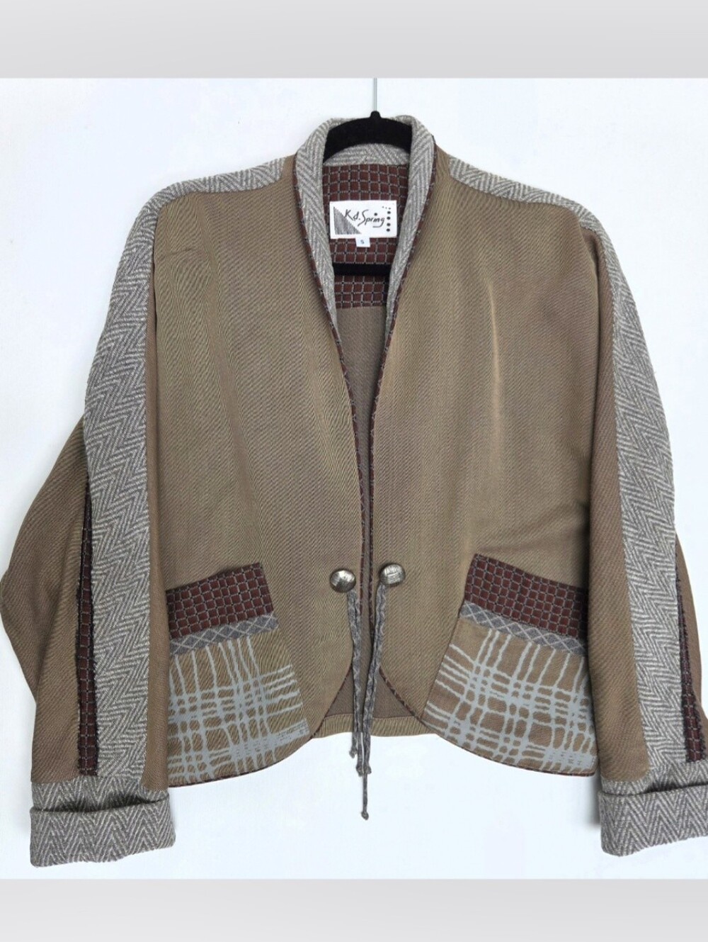 Kd Spring Women's Brown Multi Print Light Jacket Size-S